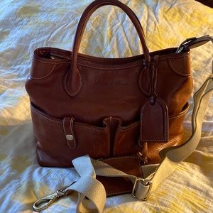Dooney & Bourke Vintage Florentine Leather Double Pocket Satchel